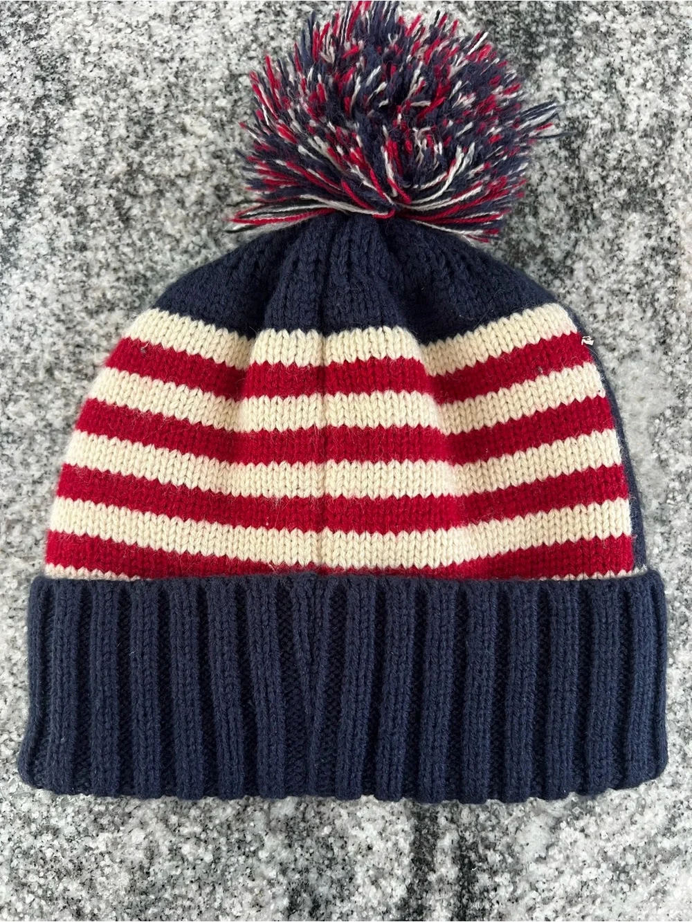 Fleece Lined Red White and Blue USA Flag Beanie Hat